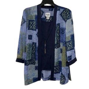 R & M Richards 1980’s Vintage Long Sheer Open Front Tunic with tank top size 10P